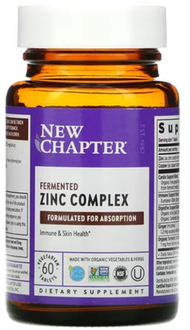 뉴챕터 발효 아연 징크 복합체 New Chapter Zinc 60정, 1개 - 쿠팡