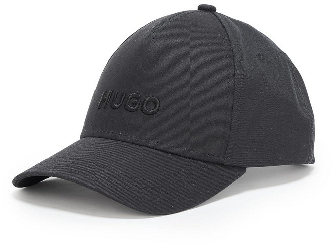 HUGO 남성용 빅 로고 면 야구 모자 블랙 올리브. 단일 사이즈