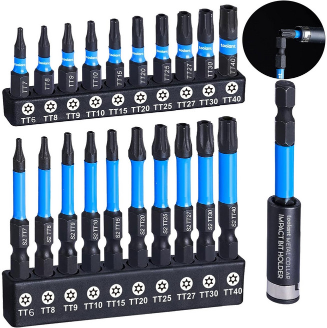 [ 독일 공정 기준 ]공구 별비트 육각비트 T6 T8 T9 T 10 T15 T20 T25 T27 T30 T40 강력자성 육각비트 렌치 임팩비트세트 21종 세트, 21개