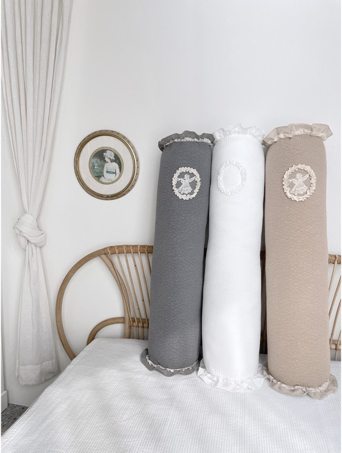 엔젤 프릴 순면 100% 폭신누빔 롱쿠션 바디필로우, 화이트, 커버만