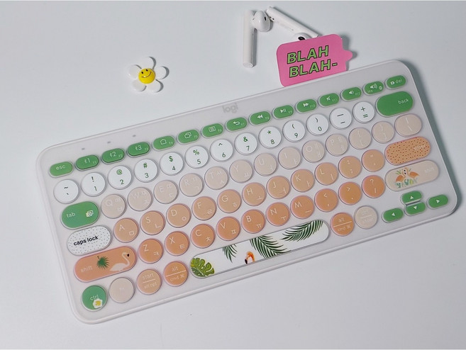 미리미리 로지텍 k380 키보드 키스킨 한글자판 루프, 플라밍고(영문)