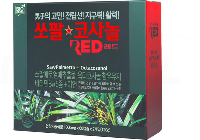 [TV홈쇼핑 인포벨]남자 건강 NEW 쏘팔코사놀 1000mg 4개월 레드 골드 이용식 남진 쏘팔메토, 120정, 1박스