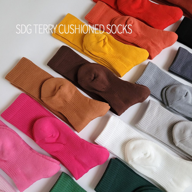 에스디지 여성 23컬러 테리 쿠션 러닝양말 운동양말 국산 긴목 장목 목이 긴 스포츠 파일 양말