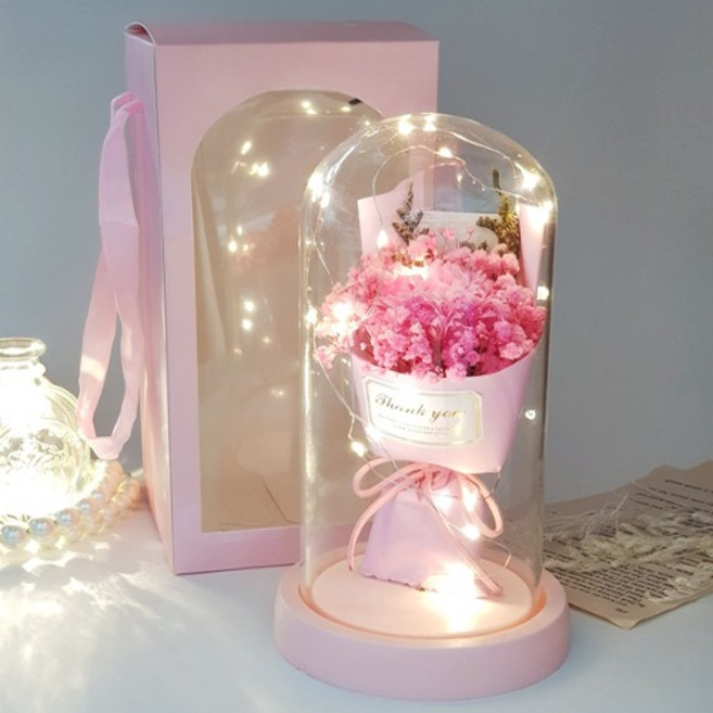 핑크 꽃다발 LED 무드등 카네이션 스승의날 어버이날 기념일 축하 집들이 선물 인테리어 조명용품 조화