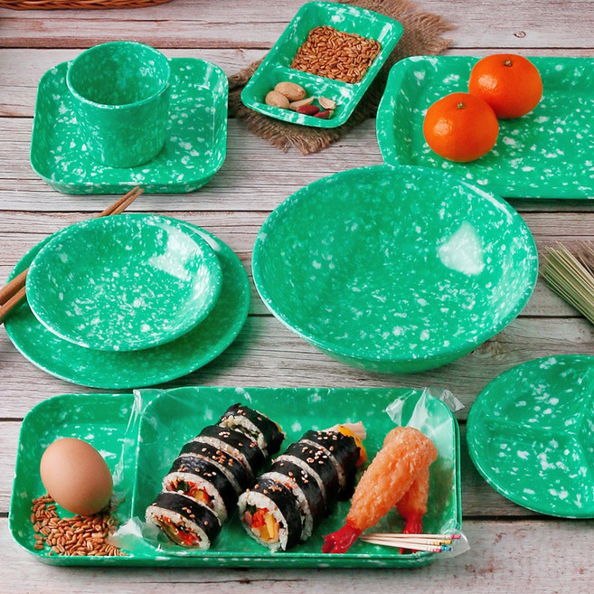 옛날 레트로 멜라민 분식 분식집 떡볶이 중국집 식기 접시 그릇, 16-쑥색 멜라민 원형접시 30.5cm, 1개