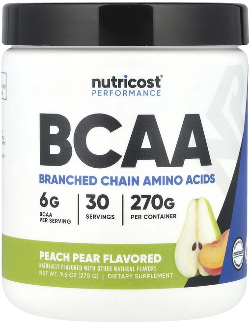 Nutricost 운동 능력 BCAA 복숭아 배 270g(9.6oz), Nutricost운동능력BCAA복숭아배270g96oz, 270g, 1개 - 쿠팡