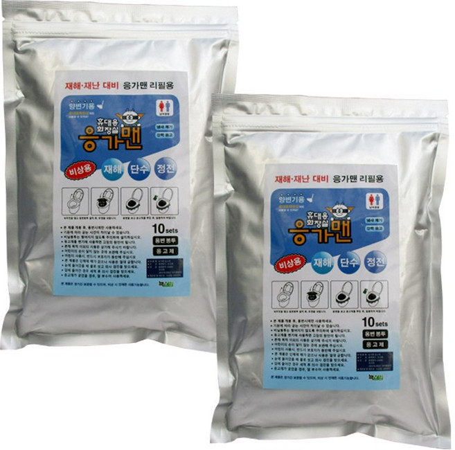 응가맨 캠핑휴대용변기용 2세트 (응고제20개+용변봉투20개 ), 리필2 (응고제20개+용변봉투20개) 2세트, 2개