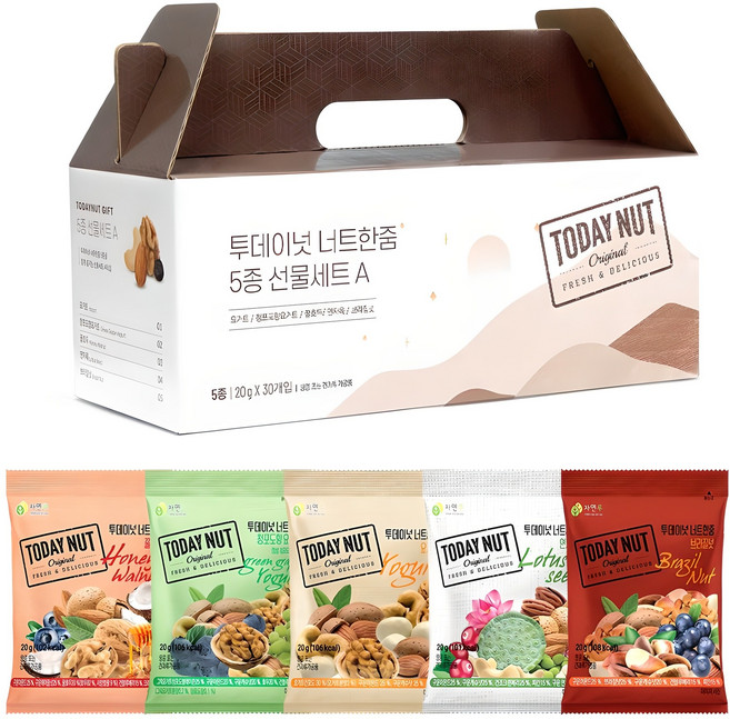 투데이넛 너트한줌 5종 견과세트 A 600g, 1세트