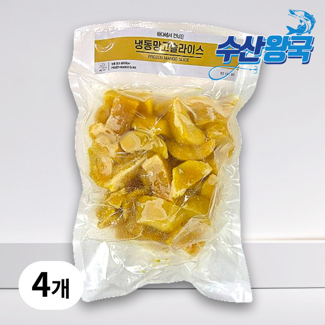 수산왕국 신선한 베트남 냉동 망고 슬라이스, 4개, 1kg