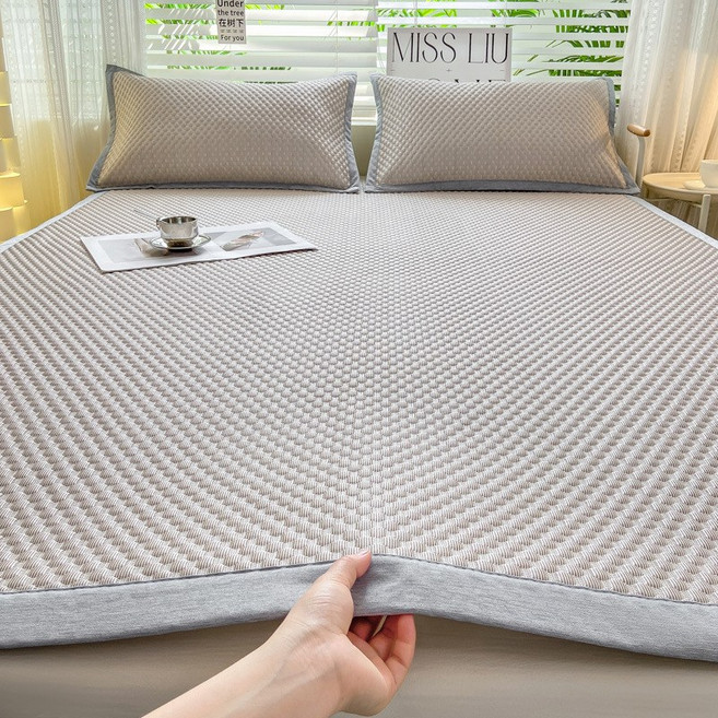 별맘 냉감 쿨매트 여름 침대패드 +베개커버(48*74cm)세트, 오트밀