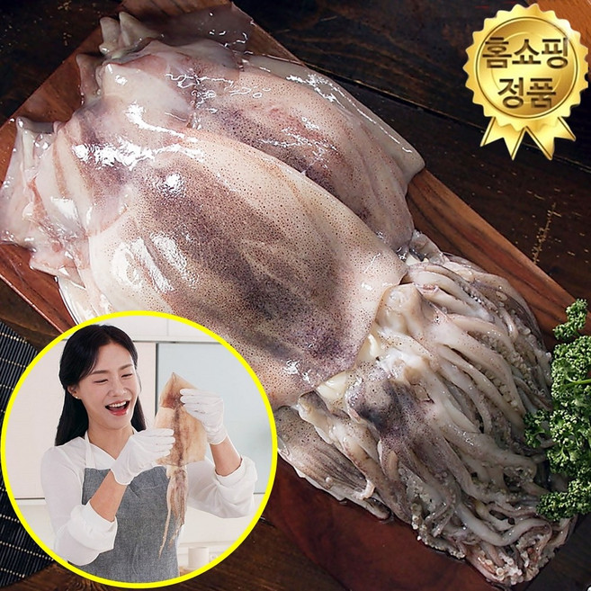 [ TV홈쇼핑 ] 최성만 장인 자연산 손질 통 오징어 청해대왕 손질 오징어 급속냉동 해산물, 1세트, 12마리_(약 1.2kg~1.4kg)