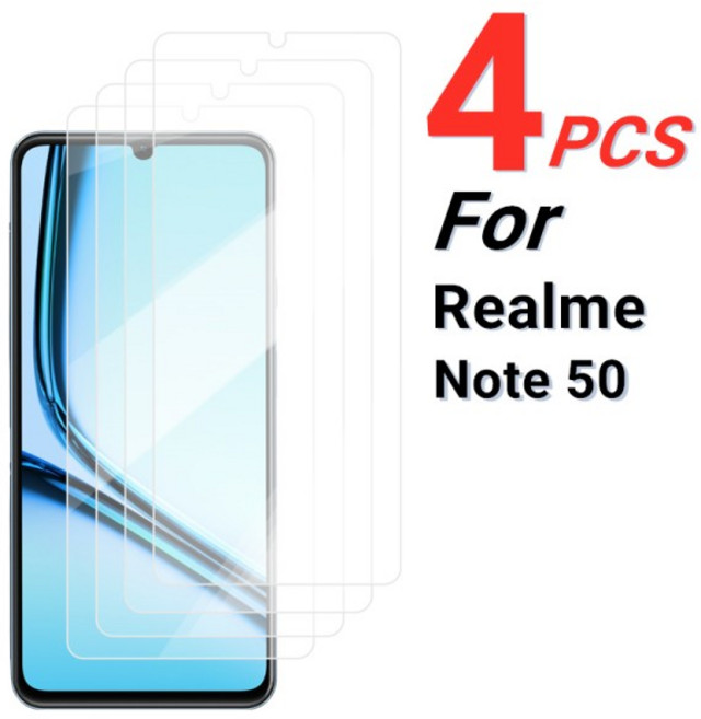 Realme Note 50 용 2/4PCS 화면 강력한 보호기 유리 4G 전체 접착제, 01 Realme Note 50, 01 2PCS Tempered Glass