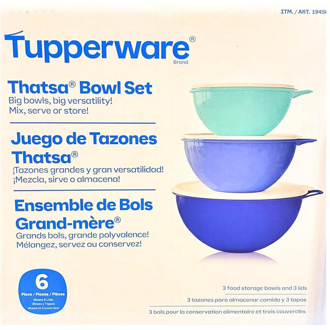 Tupperware Thatsa 그릇 세트-3 피스-블루 톤 타파웨어, Tupperware Thatsa 그릇 세트-3 피스-블