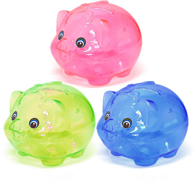 토탈하우스 (소 3개 한세트) 저축하는 습관 투명돼지저금통 투명저금통 돼지저금통 어린이 경제교육교재 돼지 저금통 0927, 투명