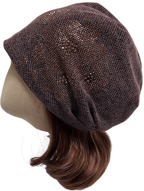 엄마짱 MDS_8496_장미 픽스 멧쉬망사두건/ 가벼운 얇은비니 셔링 여름니트모자 중년여성 봄여름두건