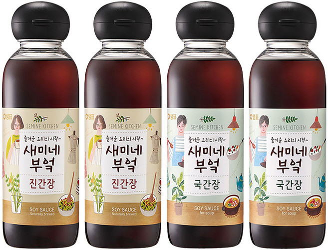 브라더스 샘표 새미네부엌 진간장+국간장 2개씩 세트(450ml*4개)조림맛양념소스, 4개, 450ml