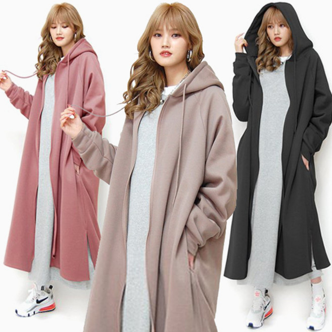 마이쏭 여성 빅사이즈 기모후드집업 겨울집업 루즈핏 소울오버핏롱후드집업(기모)