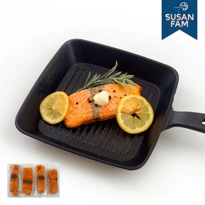 노르웨이 냉동 연어 스테이크 500g(125gx4개) 포션 구이용 생연어 껍질없음 개별포장 - 쿠팡