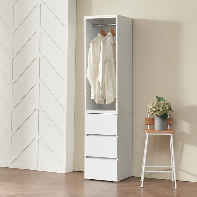 데코라인 시그마 틈새 서랍옷장 드레스룸 미니 슬림 옷장 400, 화이트