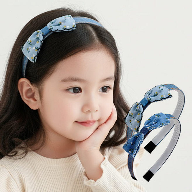몽실이 데님 리본 헤어밴드 여아용 어린이 아동 머리띠 헤어악세사리 선물