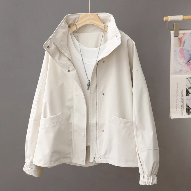 여성 바람막이 점퍼 캐주얼 봄 가을 간절기 파우치 자켓 루즈핏 등산복 차이나넥 야상 재킷 CY