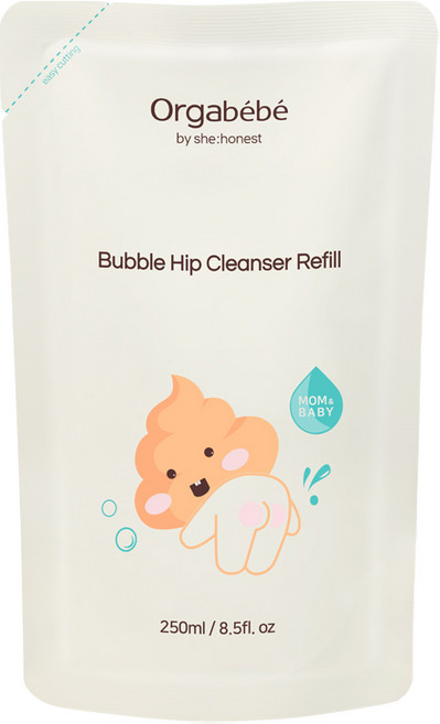 오가베베 버블 아기 엉덩이 클렌저 리필 힙 똥버블 청결제, 1개, 250ml