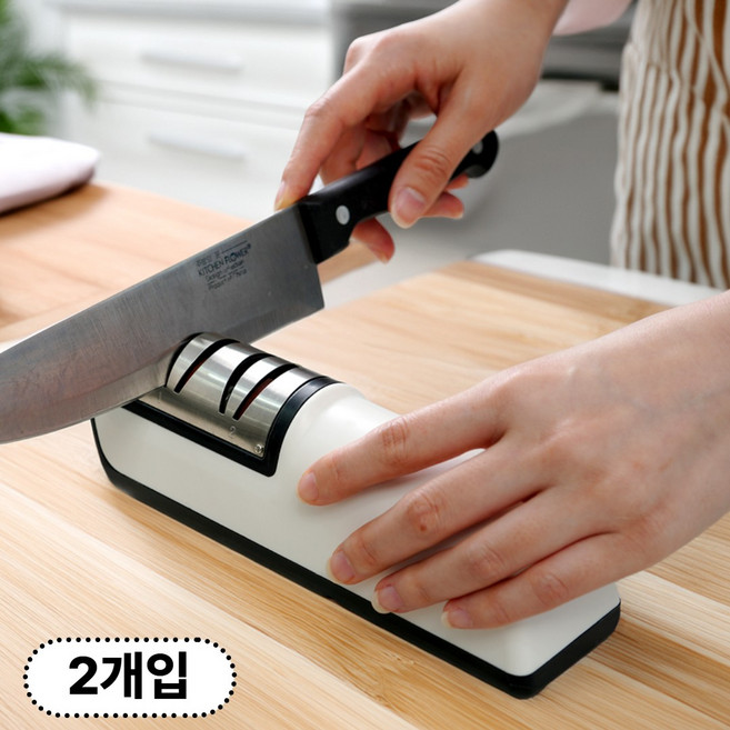 밀톤 전동 자동 칼&가위 칼갈이 기계, 2개, 화이트