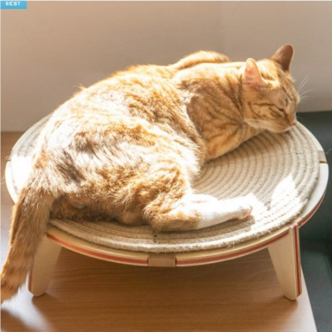고양이해먹 스크래쳐 원목 고양이침대 냥이마루, 1개