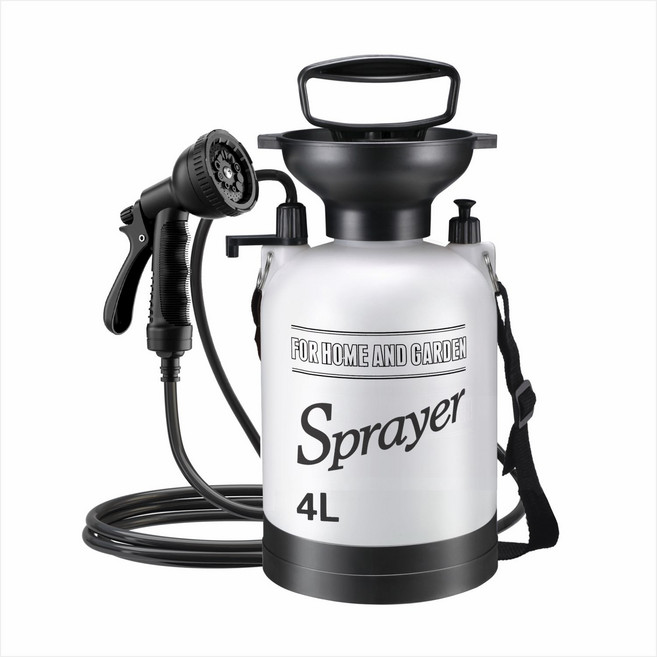 嘉吉 5L 手動氣壓噴霧瓶 戶外淋浴器, 10L白色淋浴器配3米皮管黑色10功能水槍, 1個