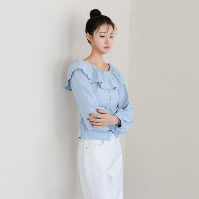 클레이스 리즈 오프숄더 긴팔 블라우스