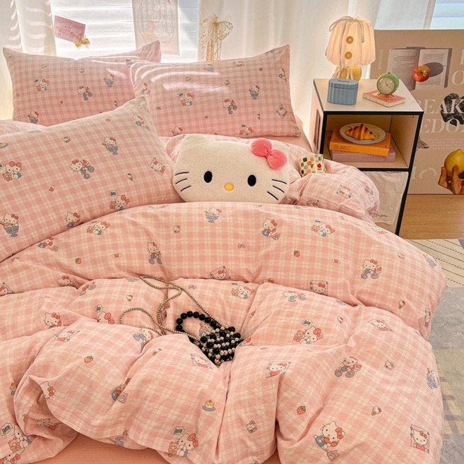 GOYES 캐릭터 침대 4피스 귀여운 침구세트 사계절 이불 베개 커버세트