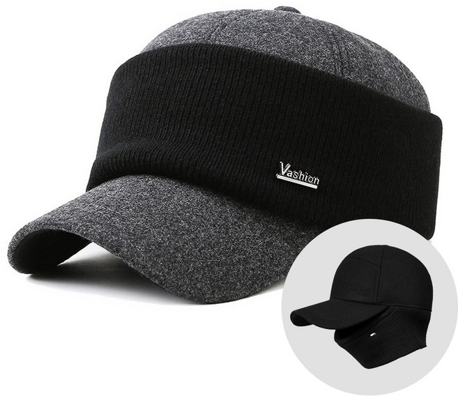 2in1 멀티 귀달이밴드 골프모자 와이드 방한 겨울 모자 남성용