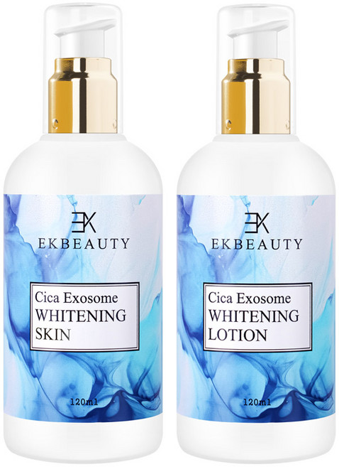 이케이뷰티 시카엑소좀 화이트닝 2종세트 스킨 로션 신제품 미백 기미 잡티 피부톤 개선 진정 보습 프리미엄 기능성 천연제품, 1세트