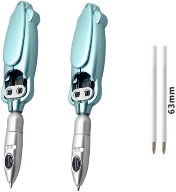 오징어 변신 볼펜 캐릭터 중성펜 필기용 부드러운 필기감 0.35mm 본품 2P+리필심 2P, 1세트, 블루