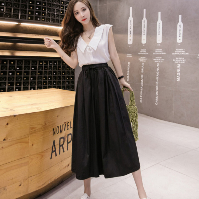 A라인바지 스커트 치마바지 와이드팬츠 밴딩 롱스커트