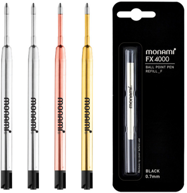 모나미 볼펜심 FX4000 153 골드 ID 블랙 화이트 리필심, 실버(0.7mm/F)