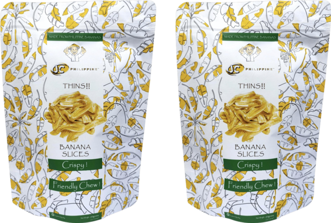 J&C 필리핀 코코넛 오일로 튀긴 얇은 카다바 바나나 슬라이스 칩 스낵, 2개, 60g