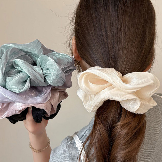 (1+1)펄 쉬폰 곱창머리끈 실크 헤어스크런치 2종