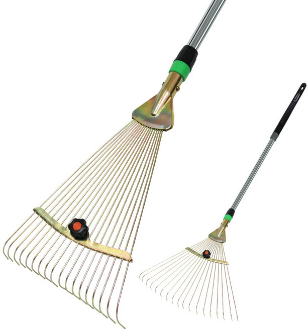 갈퀴 (농기구 갈퀴 갈고리 벌초 낙엽청소 잔디 텃밭 호미 쇠스랑 레기 낙엽긁개 잡초제거), 1세트, 접이식철갈퀴+스텐자루120cm