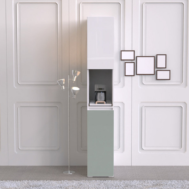 헤이몰리 멜리 300 틈새 주방 수납 레일선반 렌지대, 화이트