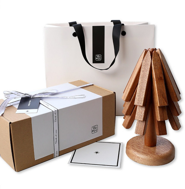 당신생각 트리 냄비받침 캠핑 냄비받침대 원목 우드 집들이선물 답례품, 1개, 미디엄(마호가니)