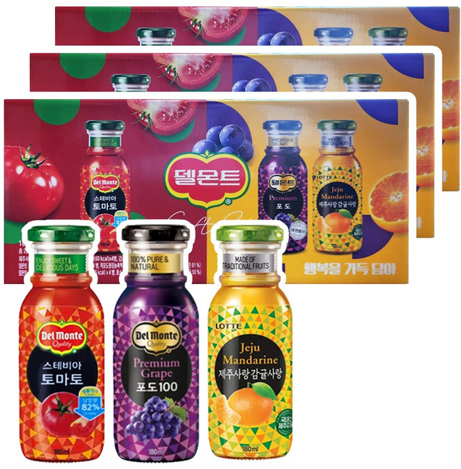 델몬트 음료선물세트 소병 행복을 가득담아 180ml x 36병, 36개