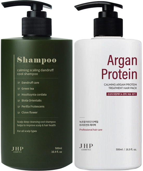 (비듬가려움 임상증명) JHP 녹초엽 지루성두피 비듬 각질 쿨샴푸 500ml+헤어팩 트리트먼트 500ml, 1세트