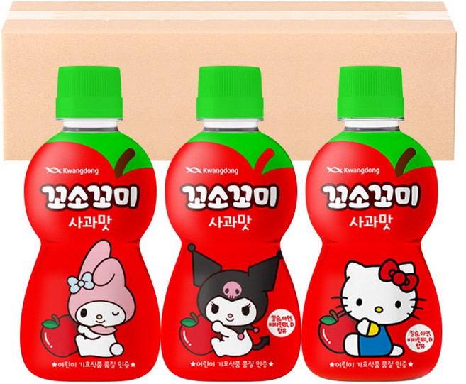 [산리오 패키지] 광동 꼬소꼬미 사과맛 (패키지 랜덤), 20입, 200ml