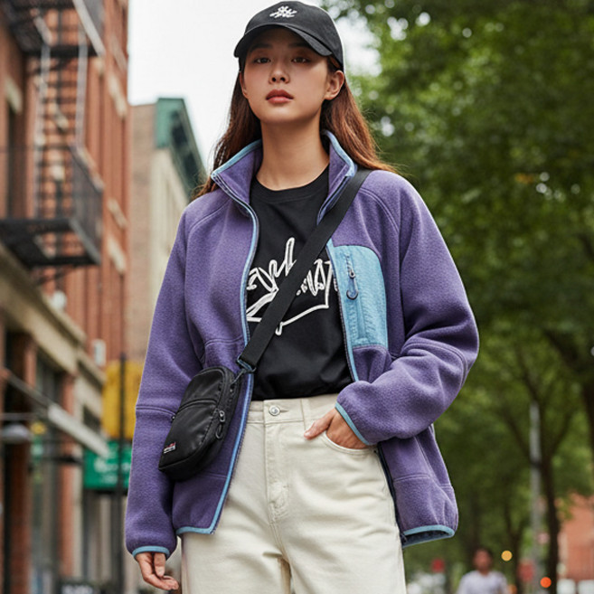 스토리원 WM-FWOT039 여성 플리스 투톤 집업 자켓