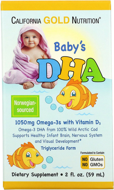 캘리포니아 골드 뉴트리션 베이비 DHA 1050mg 오메가3 비타민 D3 2oz (59ml), 1개