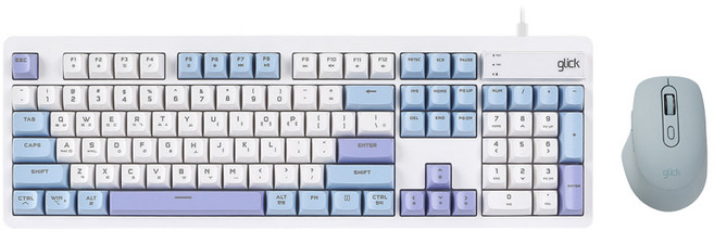 지클릭커 오피스프로 사일런스 M 무소음 방수 유선 키보드 무선 마우스 세트, 인체공학, 스카이 시티, OPS529