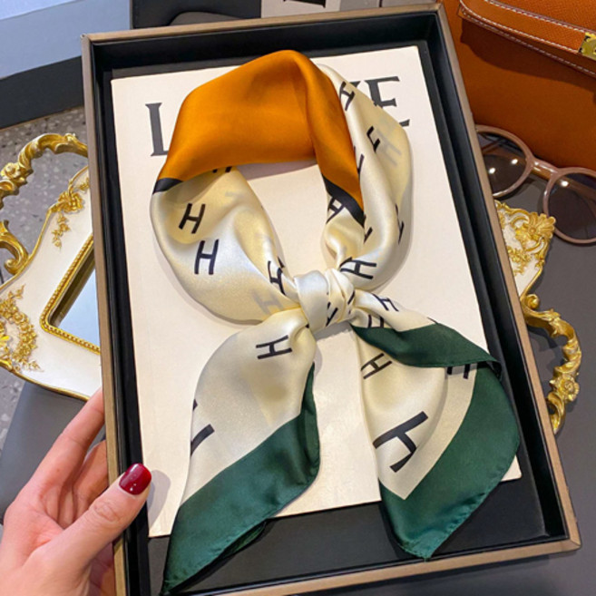 오렌지 그린 럭셔리 패턴 가을 여성 패션 스카프 J2273