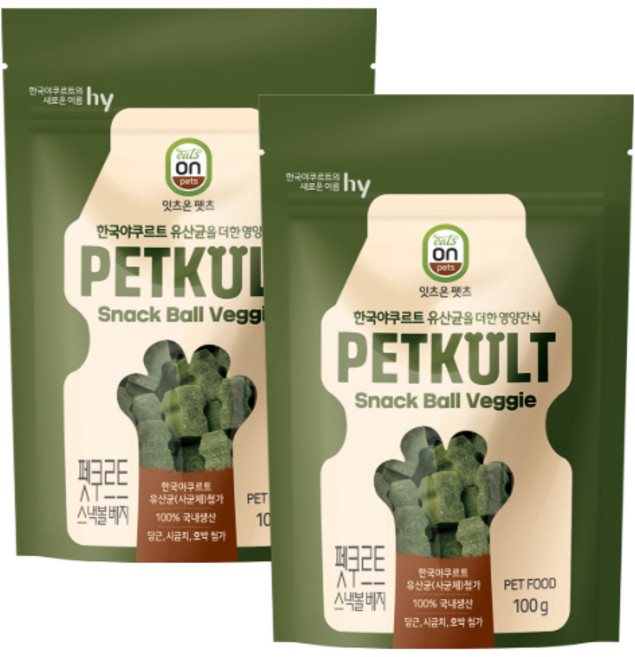 한국야쿠르트 펫쿠르트 강아지 스낵볼, 야채맛, 2개, 100g