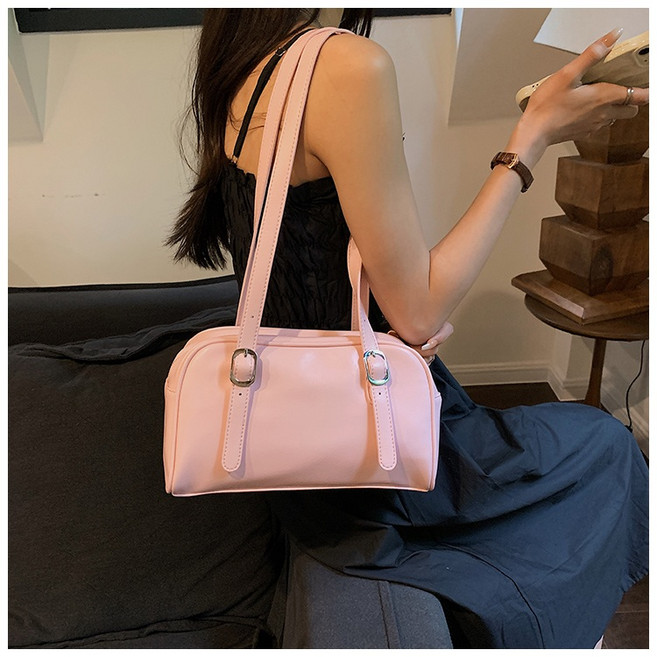 RlikeU 유광 투벨트 바게트 숄더백 여성 데일리 미니 숄더백 BAG-5259